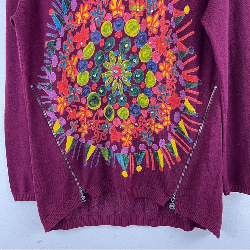 Desigual Eccentric Festive Long Sleeve Sweater Tunic L - Picture 2 of 11